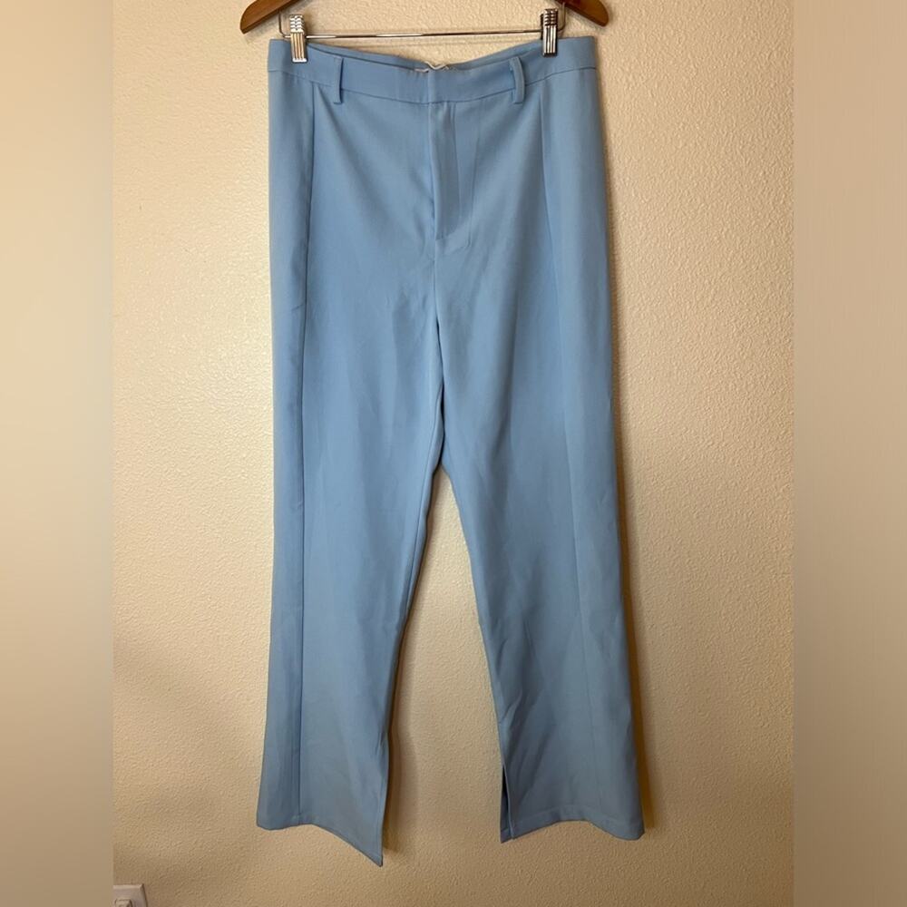 Walter Baker Alec straight high rise pant with slit in baby blue NEW 0